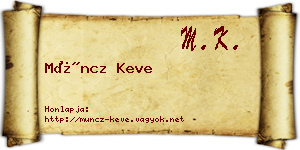 Müncz Keve névjegykártya